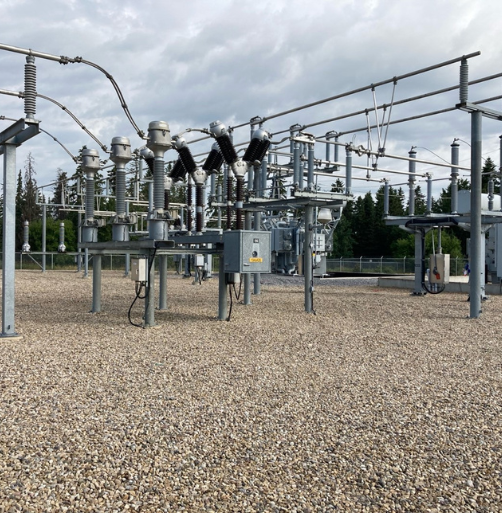 Photo on location of the Electrical substation being soil sampled.